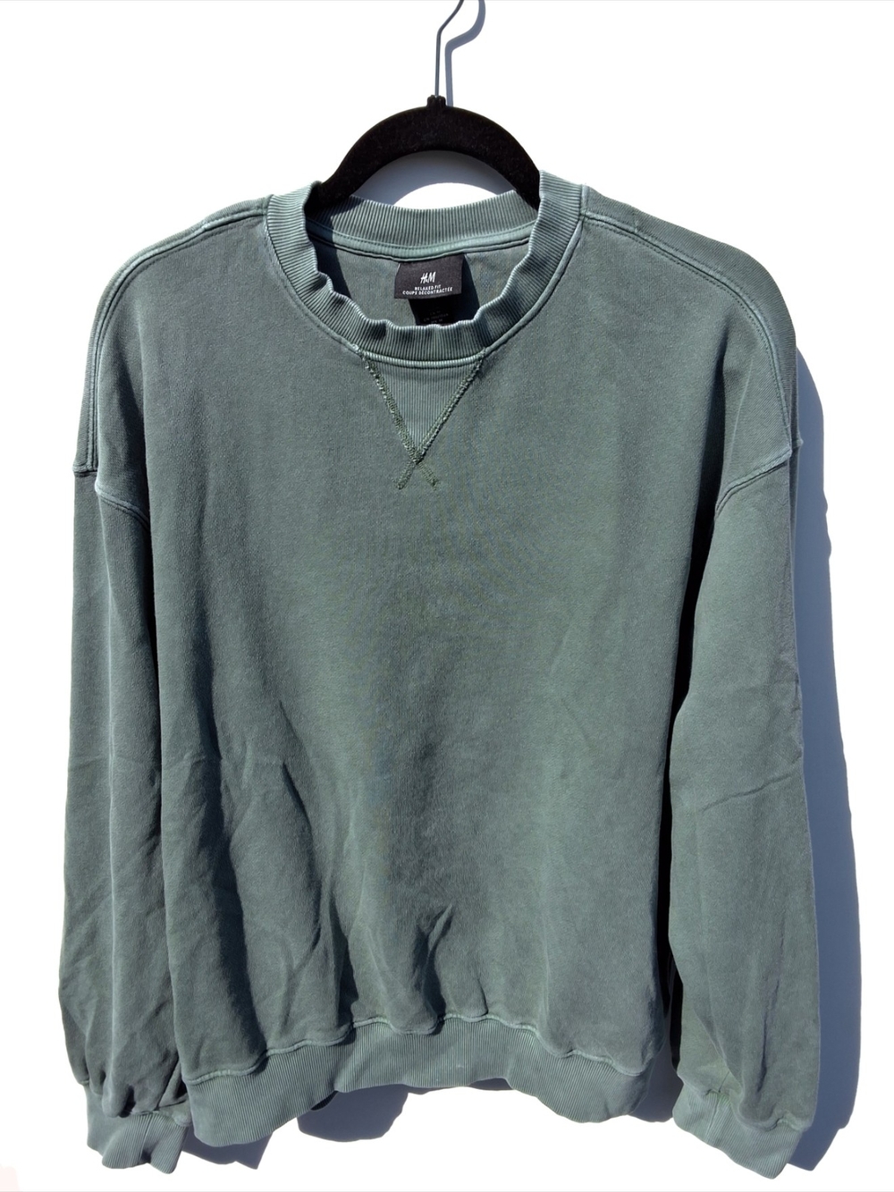 H&M Relaxed Fit Washed-look Sweatshirt - Green (Size M)